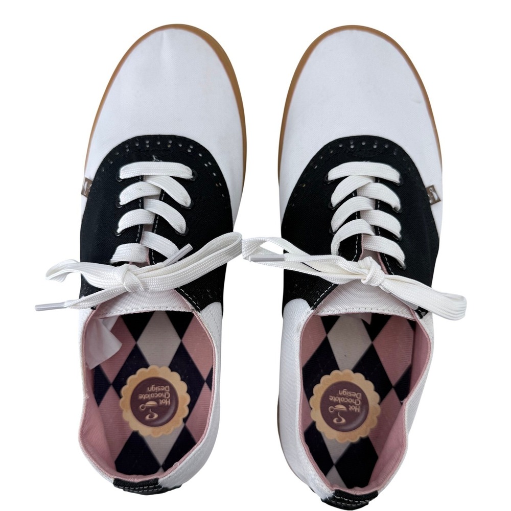 Hot Chocolate Design The Originals Saddle Shoes Black White Canvas US 10 EU 42